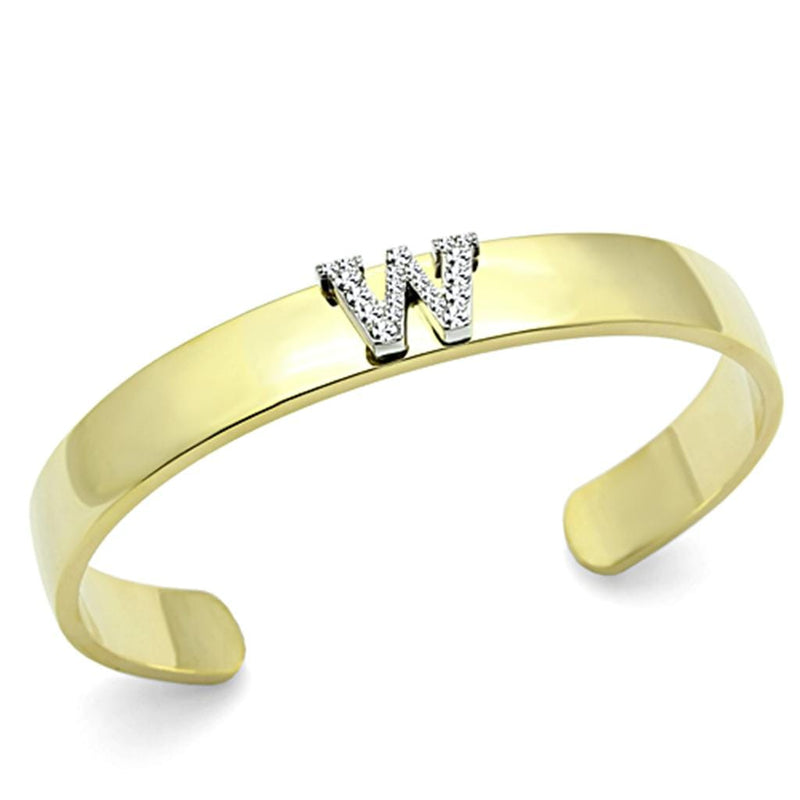 Gold Bangle Bracelet LO2592 Gold+Rhodium White Metal Bangle with Crystal