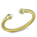 Gold Bangle Bracelet LO2727 Gold Brass Bangle with Synthetic in White