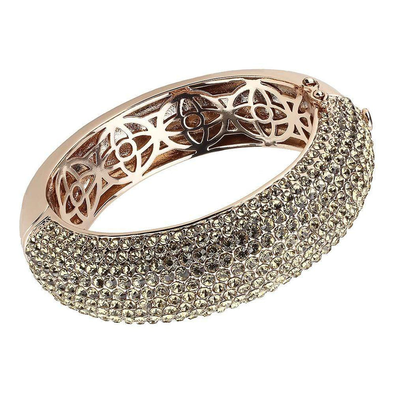 Gold Bangle Bracelet LO4270 Rose Gold+e-coating Brass Bangle with Crystal