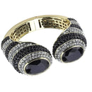 Gold Bangle Bracelet LO4274 Gold Brass Bangle with Synthetic in Jet