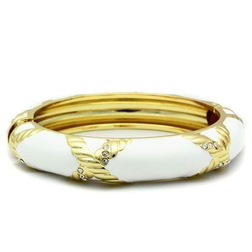 Gold Bangles Design LO1958 Gold White Metal Bangle with Top Grade Crystal