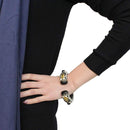 Gold Bangles LO4299 Gold+Hematite Brass Bangle with Synthetic in Jet