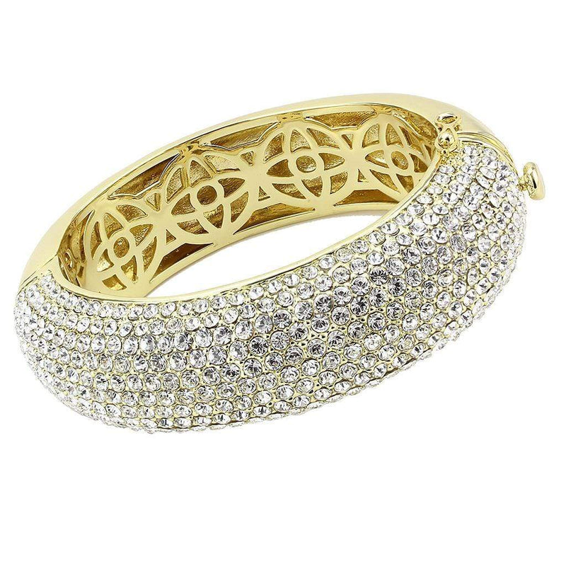 Gold Bangles LO4301 Flash Gold Brass Bangle with Top Grade Crystal