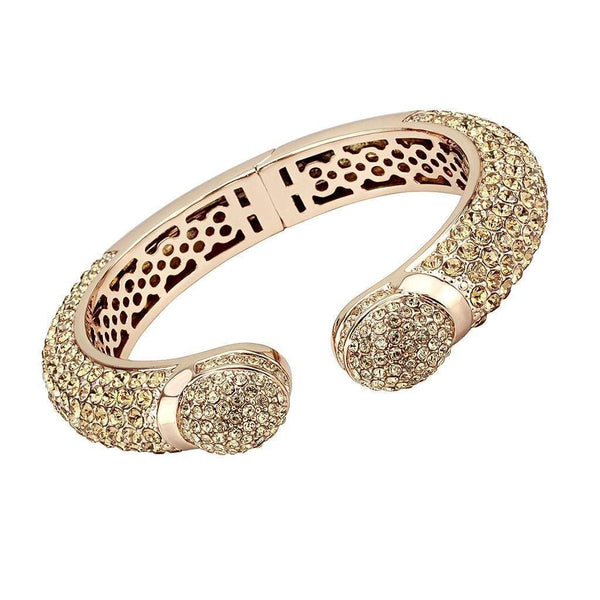 Gold Bangles LO4313 Flash Rose Gold Brass Bangle with Top Grade Crystal