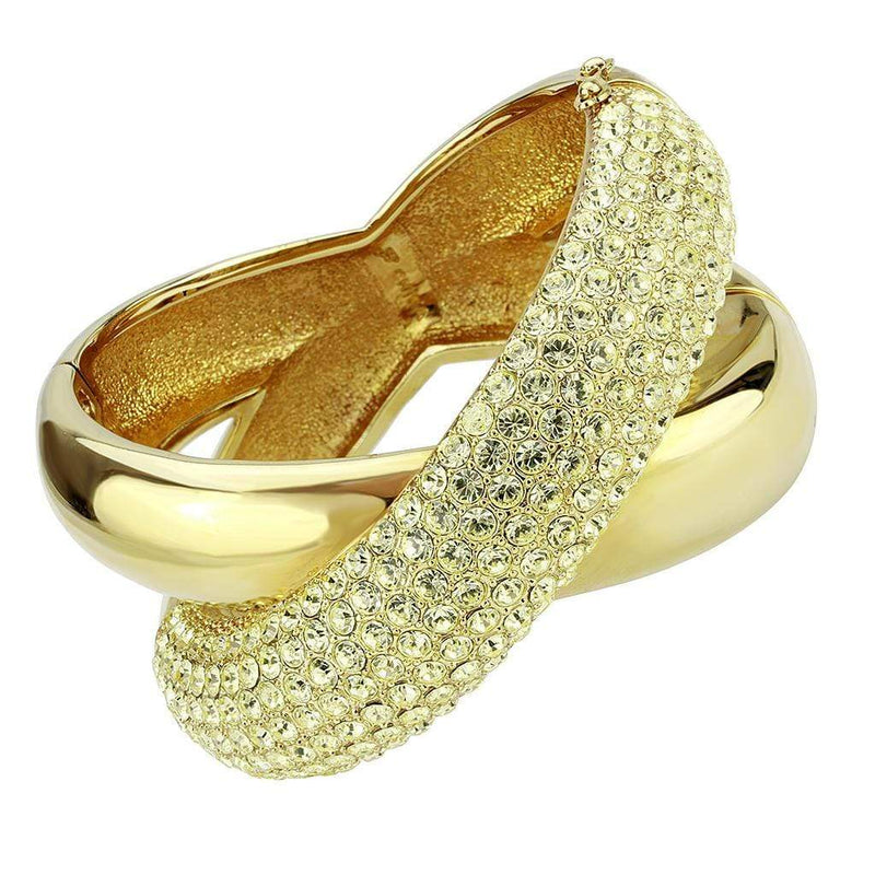 Gold Bangles LO4321 Gold Brass Bangle with Top Grade Crystal