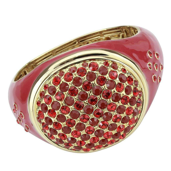 Gold Bangles LO4327 Gold Brass Bangle with Synthetic in Red Series