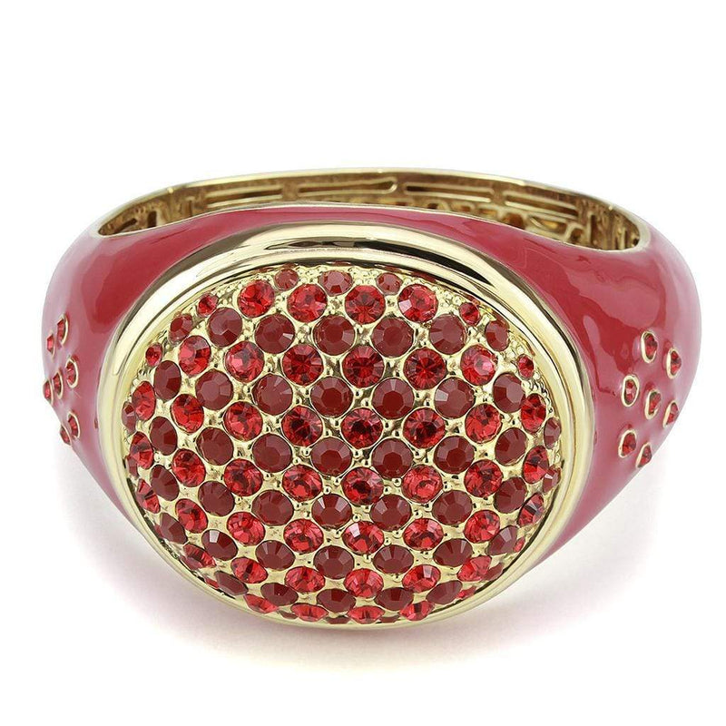 Gold Bangles LO4327 Gold Brass Bangle with Synthetic in Red Series