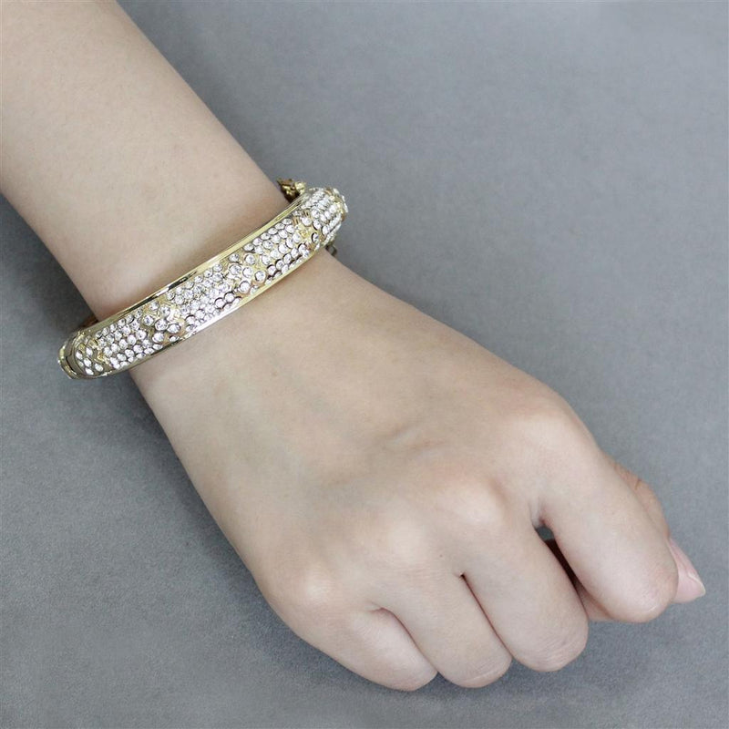 Gold Bangles LO4339 Gold Brass Bangle with Top Grade Crystal
