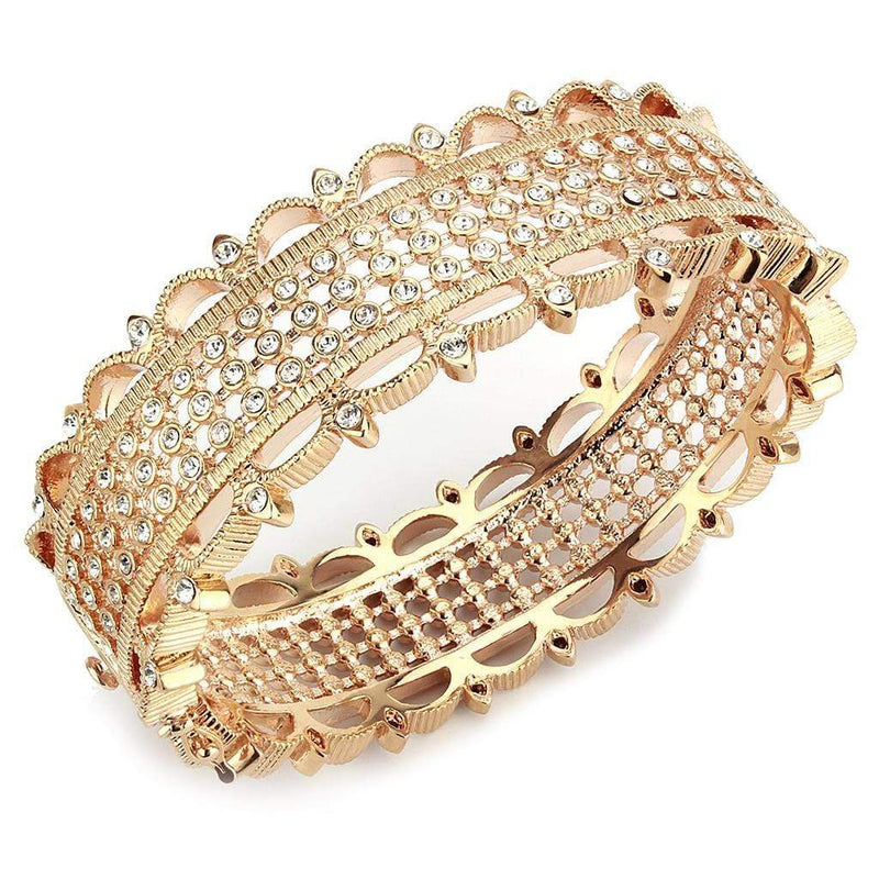 Gold Bangles LO4344 Rose Gold Brass Bangle with Top Grade Crystal