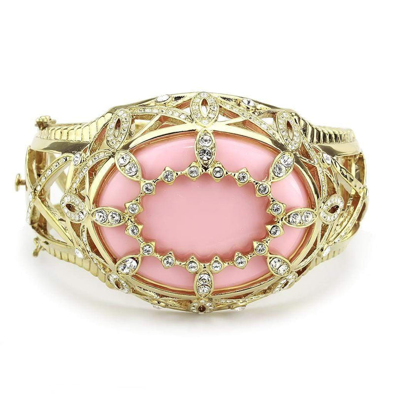 Gold Bangles LO4347 Gold Brass Bangle with Synthetic in Rose