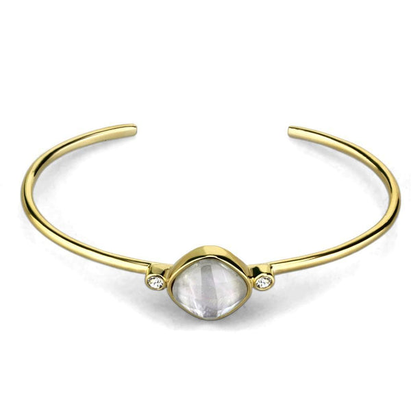 Bangle Gold Bangles TK2910 Gold - Stainless Steel Bangle with Precious Stone Alamode Fashion Jewelry Outlet