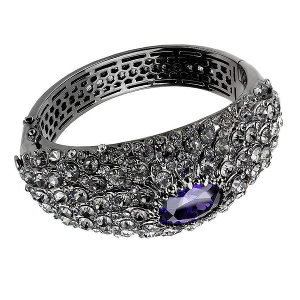 Bangle Pandora Bangle Bracelet LO4275 TIN Cobalt Black Brass Bangle & CZ Alamode Fashion Jewelry Outlet