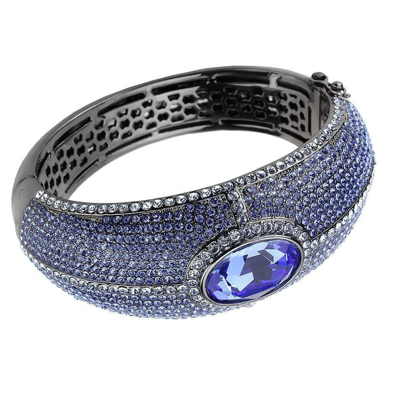 Bangle Pandora Bangle Bracelet LO4283 TIN Cobalt Brass Bangle with Crystal Alamode Fashion Jewelry Outlet