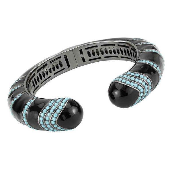 Bangle Pandora Bangle Bracelet LO4323 TIN Cobalt Brass Bangle with Crystal Alamode Fashion Jewelry Outlet