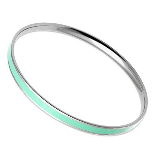 Bangle Pandora Bangle TK541 Stainless Steel Bangle with Epoxy in Aquamarine Alamode Fashion Jewelry Outlet