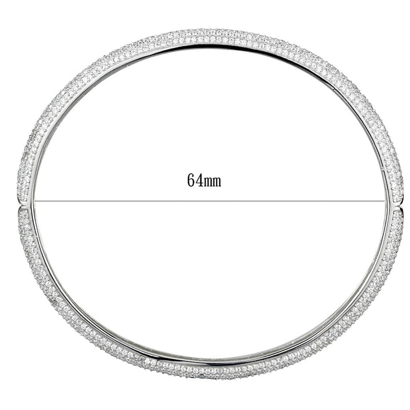 Silver Bangles TS328 Rhodium 925 Sterling Silver Bangle with AAA Grade CZ