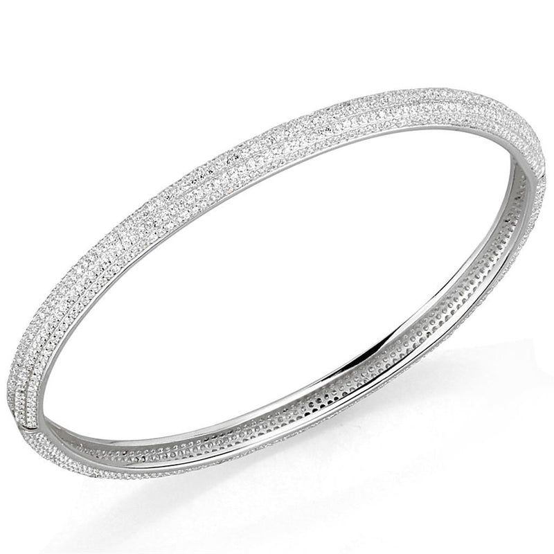 Silver Bangles TS328 Rhodium 925 Sterling Silver Bangle with AAA Grade CZ