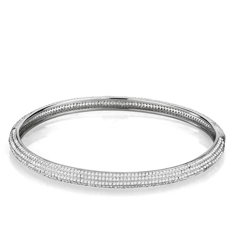 Bangle Silver Bangles TS328 Rhodium 925 Sterling Silver Bangle with AAA Grade CZ Alamode Fashion Jewelry Outlet
