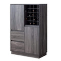 Bar Cabinets & Carts Rectangular Wooden Wine Cabinet with Spacious Storage and Finger Groove Handles, Gray Benzara