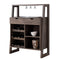 Bar Cabinets & Carts Stylish Wooden Wine Cabinet with Sled Legs and Spacious Storage, Brown Benzara