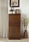 Bar Cabinets Spacious Wooden Wine Cabinet with Drop Down Storage and Double Door Cabinet, Brown Benzara