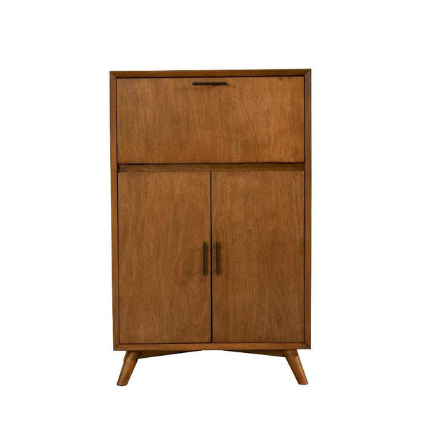 Wooden Large Bar Cabinet with Drop Down Tray and Double Door Cabinet, Brown