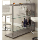 Bar Carts Radiant Rectangular Bar Table with 2 Shelves and Wine Holder, Gray Benzara