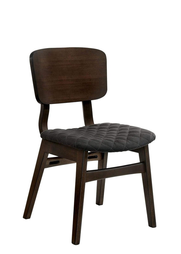Bar Chairs Solid Wood and Fabric Side Chairs with Fin Style Legs ,Pack of Two, Gray and Brown Benzara