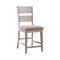 Bar Chairs Solid Wood Counter Height Side Chair with Fabric Upholstered Seat, Beige and White, Pack of Two Benzara