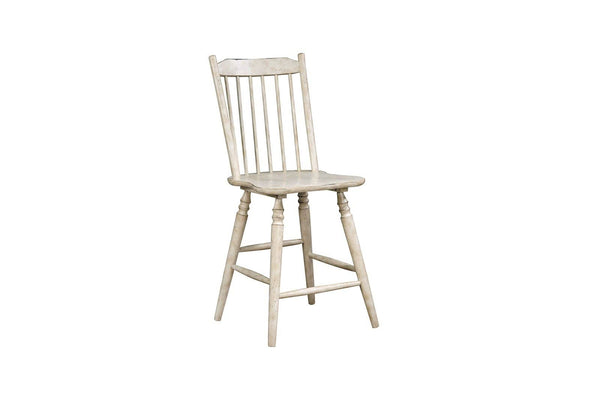 Bar Chairs Solid Wood Counter Height Side Chair with Stick Backs and Tapered Legs, Pack of Two, White Benzara