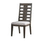 Transitional Solid Wood and Fabric Side Chair with Slatted High Back, Pack of Two, Gray and White