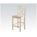 Transitional style Wooden Counter Height Chair with Cross Back, Set of 2, Cream