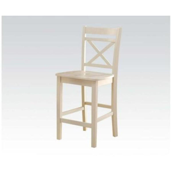 Transitional style Wooden Counter Height Chair with Cross Back, Set of 2, Cream