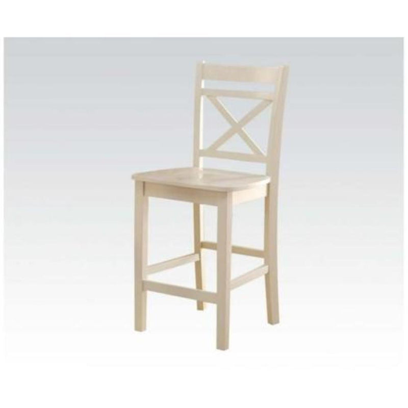 Transitional style Wooden Counter Height Chair with Cross Back, Set of 2, Cream