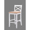 Wooden Bar Height Chair with Fabric Upholstered Seat, Set of Two, White
