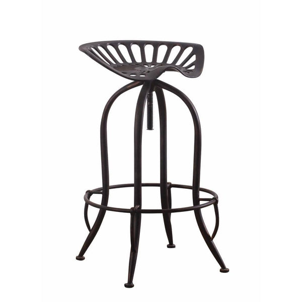 Bar Stools and Counter Stools Splendid Tractor Seat Adjustable Metal Bar Height Stool, Black Benzara