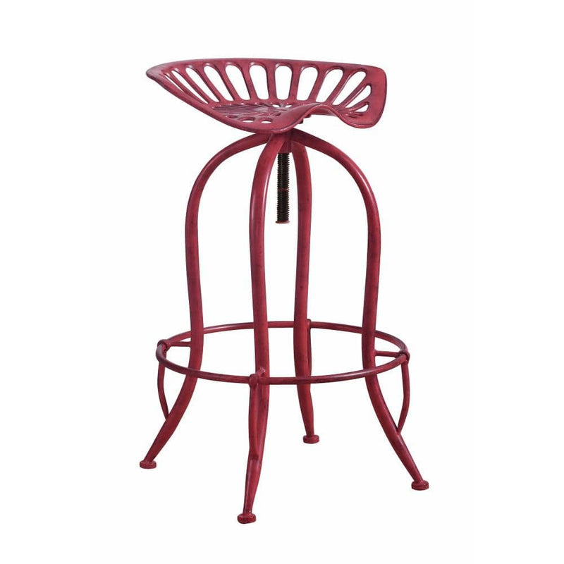 Bar Stools and Counter Stools Stylish Tractor Seat Adjustable Metal Bar Height Stool, Red Benzara