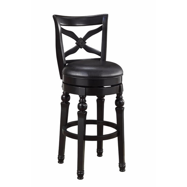 Swivel Bar Stool with Faux Leather Seat, Black