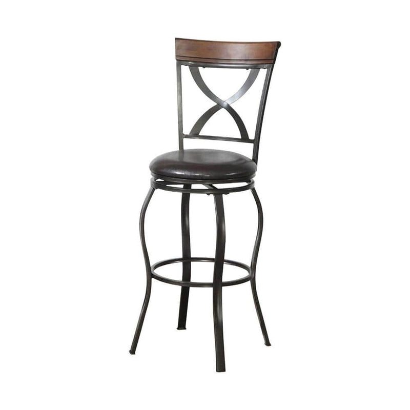 Bar Stools and Counter Stools Swivel Barstool with curved X design on back Set Of 2 Black Benzara