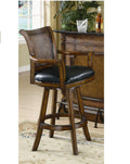 Traditional Bar Stool with Leather Seat, Brown