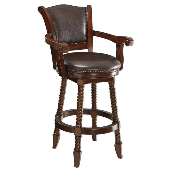 Traditional Rope Twist Wooden Bar Stool, Brown