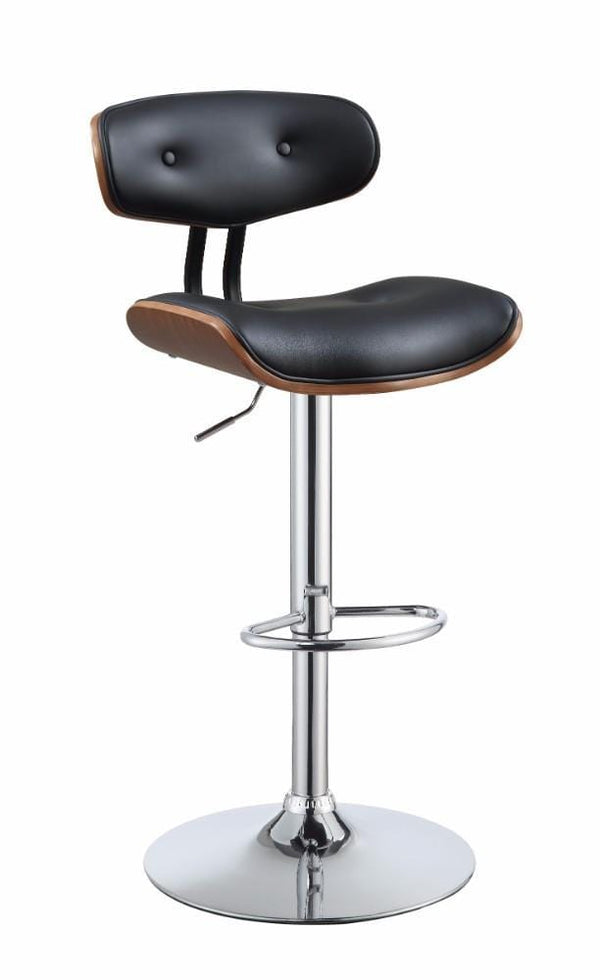 Bar Stools and Counter Stools Voguish Adjustable Stool with Swivel, Black & Walnut Brown Benzara