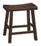 Wooden 18" Counter Height Stool with Saddle Seat, Warm Cherry Brown, Set Of 2