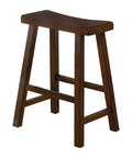 Wooden 24" Counter Height Stool with Saddle Seat, Warm Cherry Brown, Set Of 2