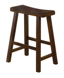 Wooden 24" Counter Height Stool with Saddle Seat, Warm Cherry Brown, Set Of 2