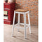 Industrial Style Metal Frame and Wooden Bar Stool, Brown and White