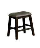 Bar Stools Rustic Leatherette Solid Wood Barstool with Nail Head Trim Design, Brown and Gray, Pack of Two Benzara