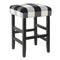 Bar Stools & Tables Square Wooden Counter Stool with Buffalo Plaid Fabric Upholstered Seat, Black and White Benzara