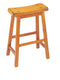 Wooden Counter Height Stools With Saddle Seat, Oak Brown, Set of 2