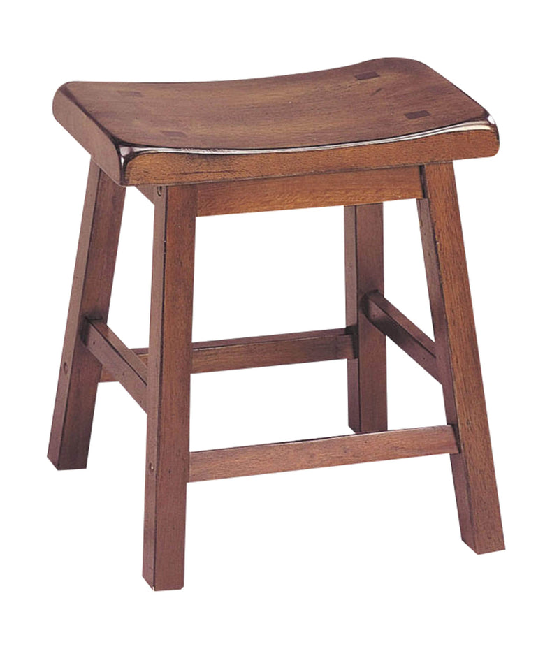 Wooden Stools With Saddle Seat, Walnut Brown, Set of 2